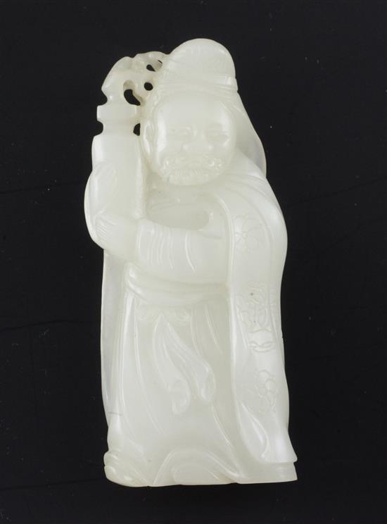 A Chinese white jade figure of a foreign ambassador, 8cm
